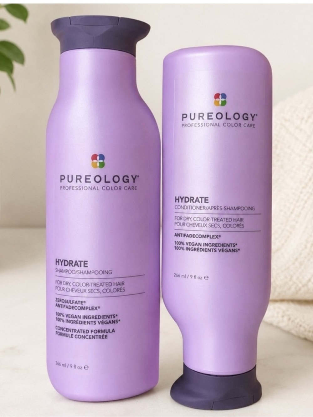 NEW! Pureology Hydrate Shampoo & Conditioner Bundle Set 9 fl. oz x 2 VEGAN
